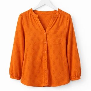 Mira Orange Eyelet Plus Sz Blouse Sz XXL